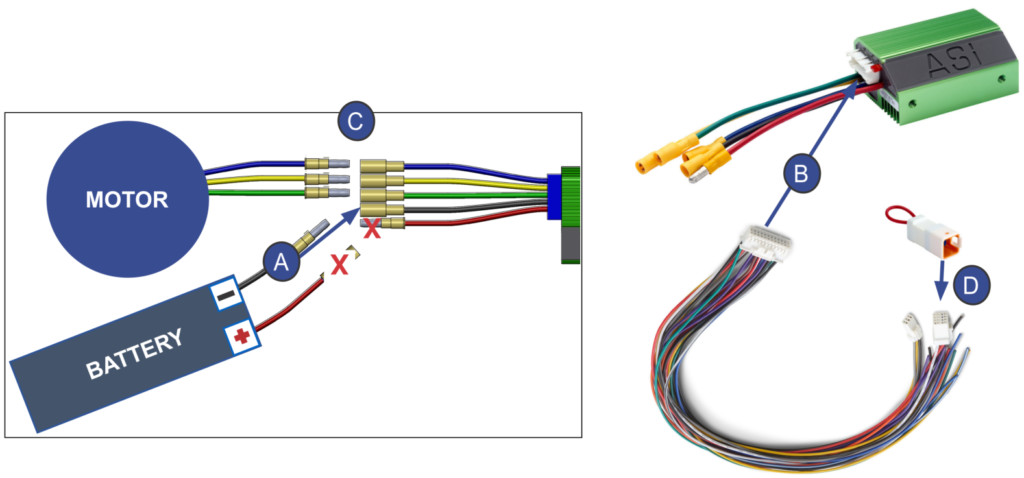 Low-power wiring steps A to D