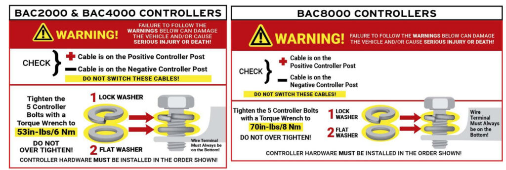 Terminal hardware order and torque