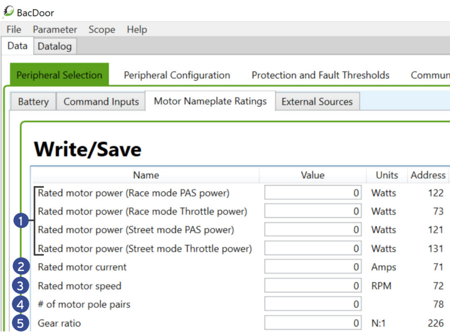 Motor Profile Configuration in BACDoor